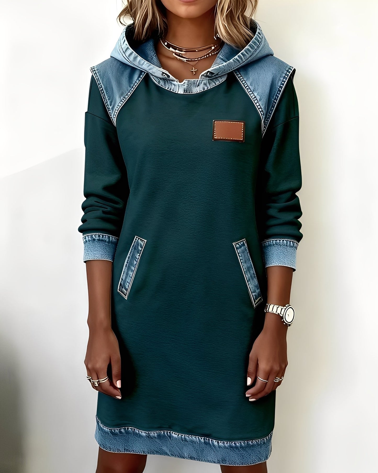 Catherine - Schickes Kapuzenkleid mit Taschen für Damen