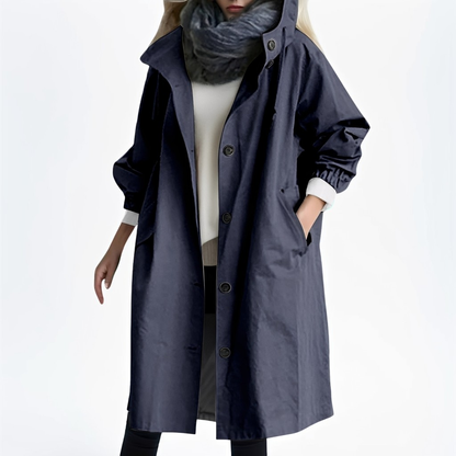 Shawna - Veste longue imperméable pour femme avec capuche