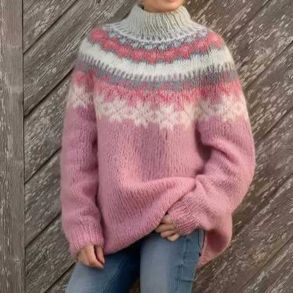 Holly - Klasyczny damski sweter z wełny z wzorem