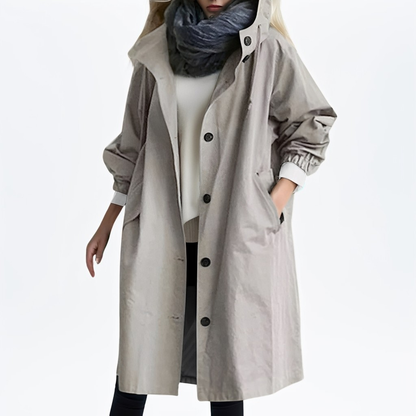 Shawna - Veste longue imperméable pour femme avec capuche