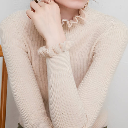 Elaine - Bequemer Damenpullover mit hohem Kragen