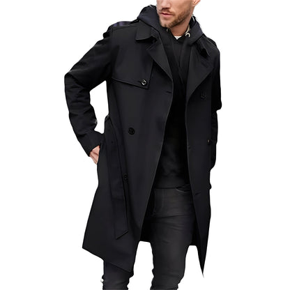Jaycob - Versatile long men's trench coat with double-breasted button closure