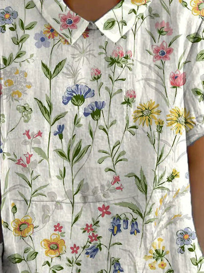 Teresa - Lockeres Leinenhemd mit Blumenprint