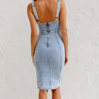 Elsewith - Sommer Jeans-Kleid Verstellbar