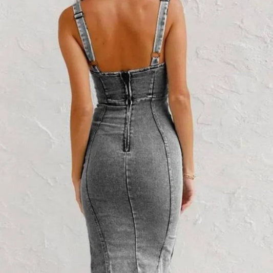 Elsewith - Sommer Jeans-Kleid Verstellbar