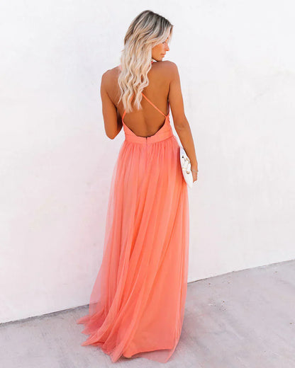 Jasmine - Schickes oranges Kleid mit Trägern für Damen