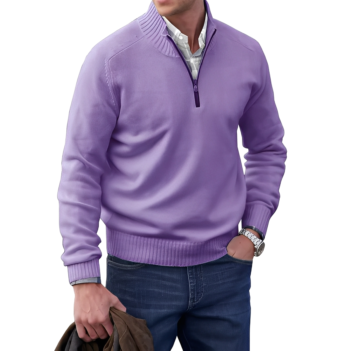 Jeremy - Thin men's cashmere sweater with zipper