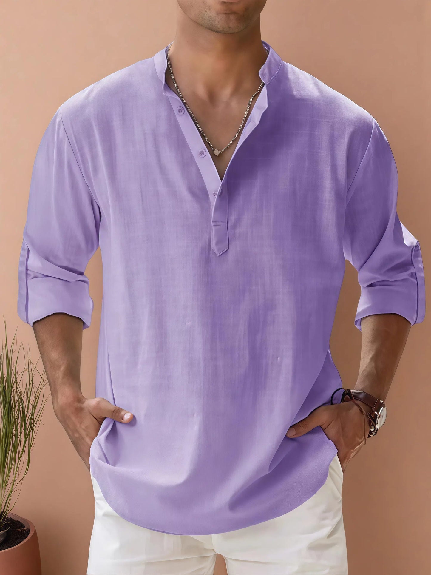 Victor - Chemise homme confortable en coton-lin