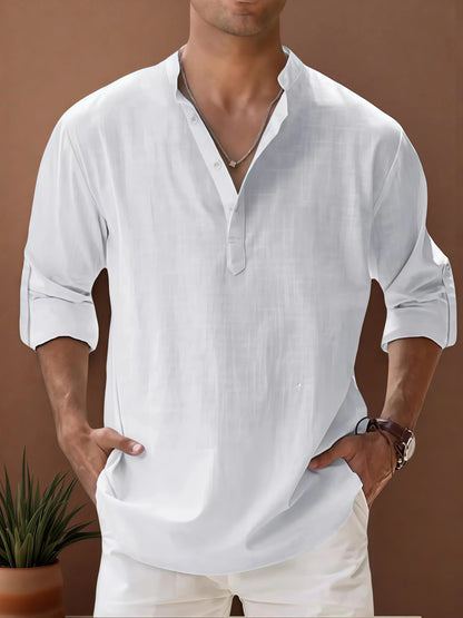 Victor - Chemise homme confortable en coton-lin